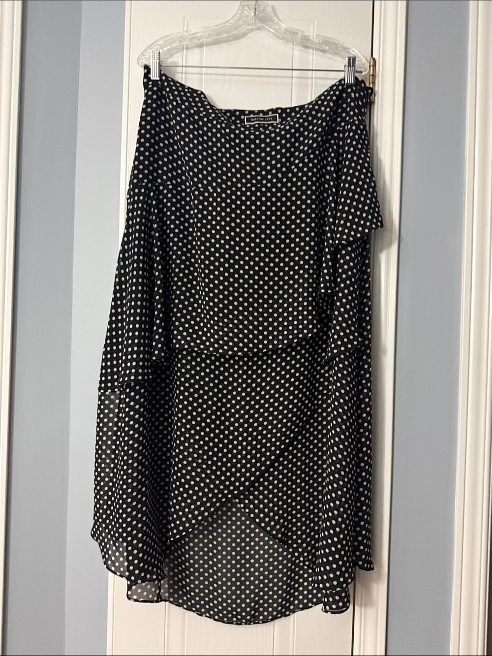 Black and White Polka Dot High-Low Skirt
